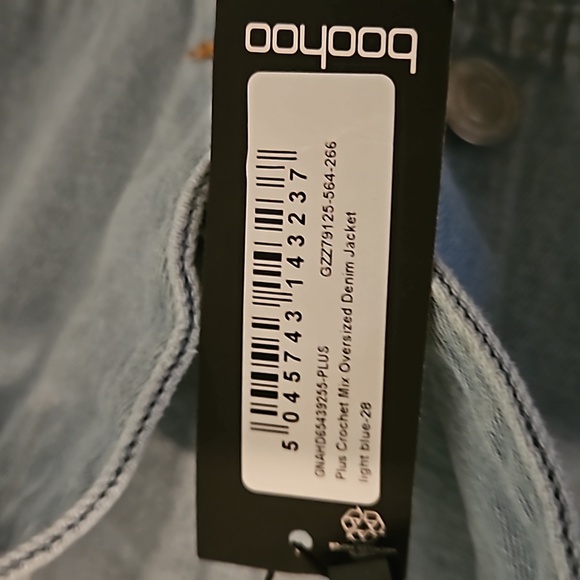 NWT Boohoo Plus jean jacket with lace Cut Outs Sz. 24 - Picture 7 of 9